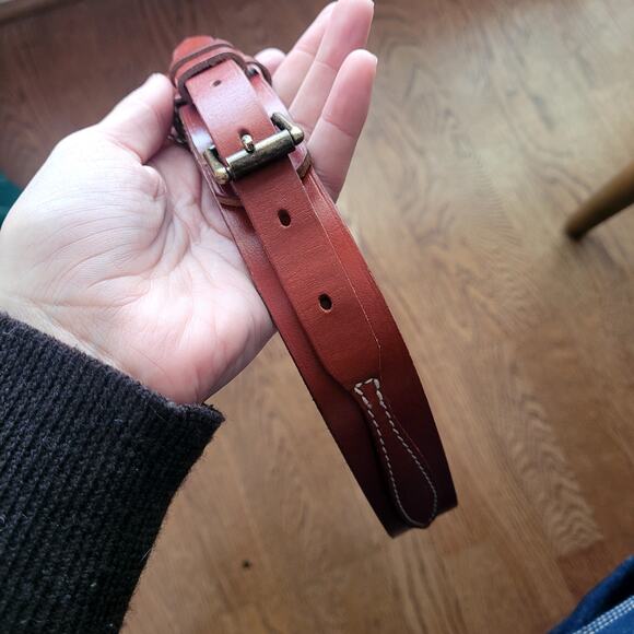 VTG LL Bean Double Strap Belt Leather Sz 34 - Picture 2 of 6